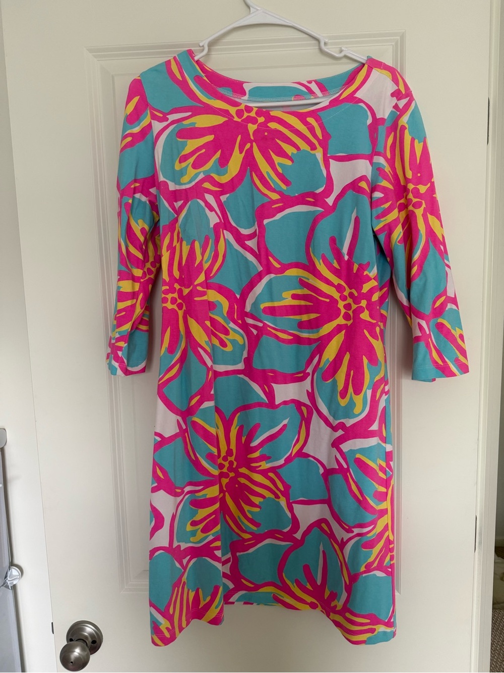 MAHI GOLD Pink, Turquoise & Yellow Floral Shift Dress